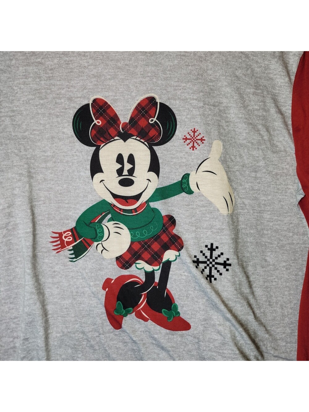 Disney Minnie Mouse Christmas Holiday Raglan Long Sleeve T-Shirt Women's Size L - Picture 2 of 9